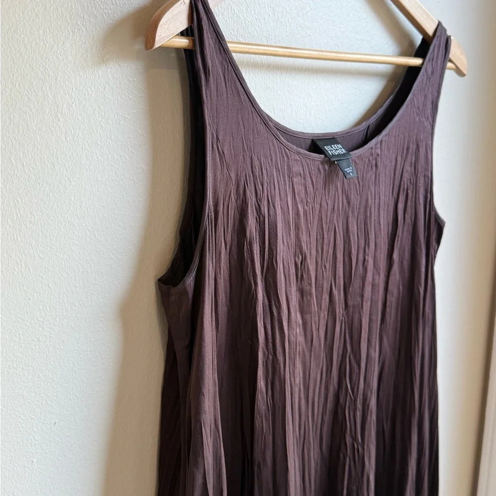 Eileen Fisher Women's Brownish Purple Silk Sleeveless Tank Dress Midi Size Small - Picture 2 of 6